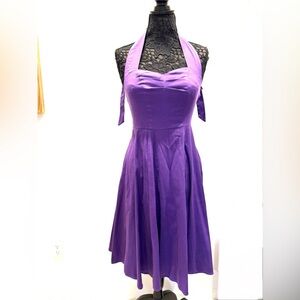 Vintage Anni Coco cotton halter backless  “swing” skater skirt dress